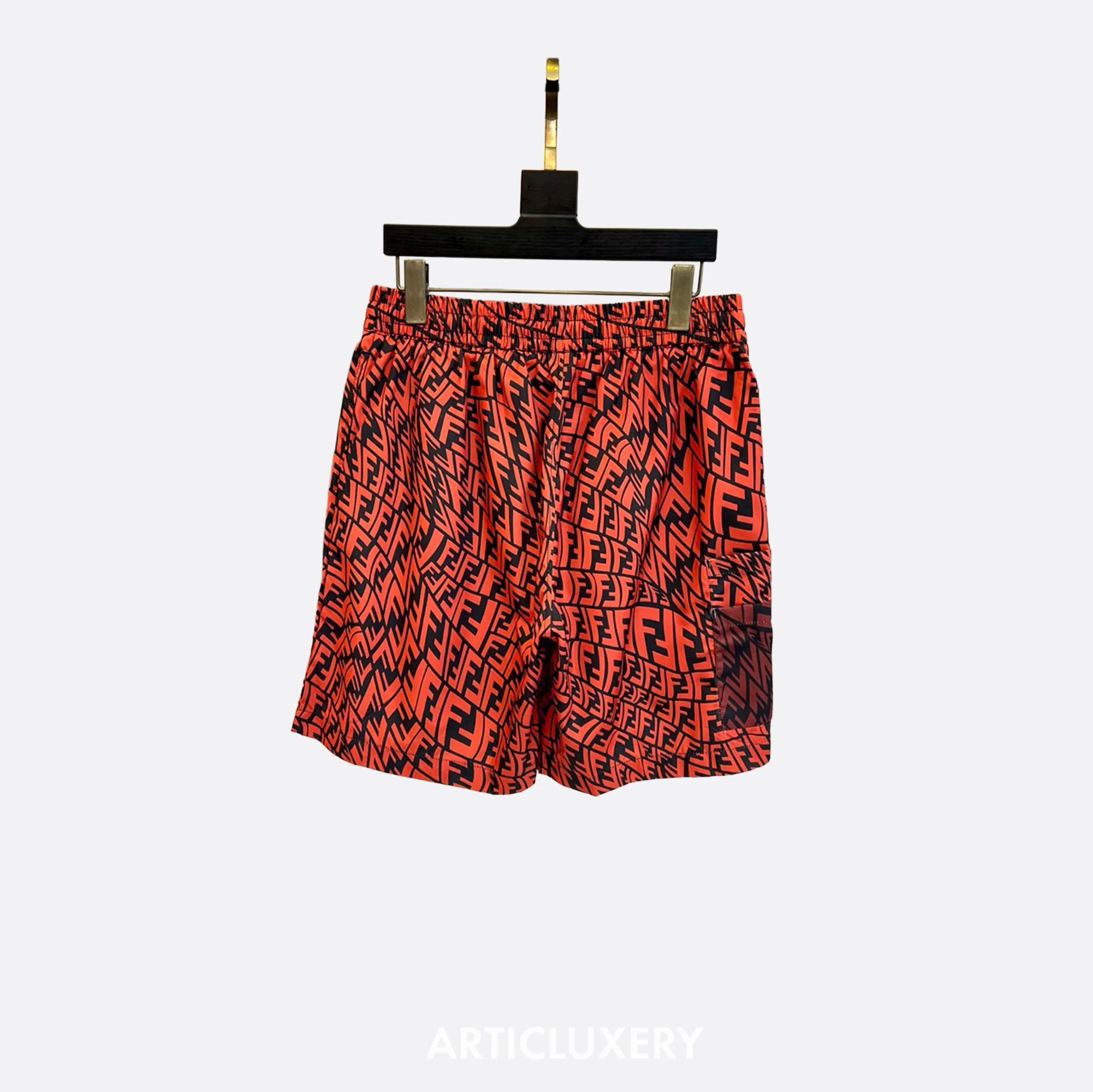 Fendi FF Monogram Swim Shorts – Beige & Black