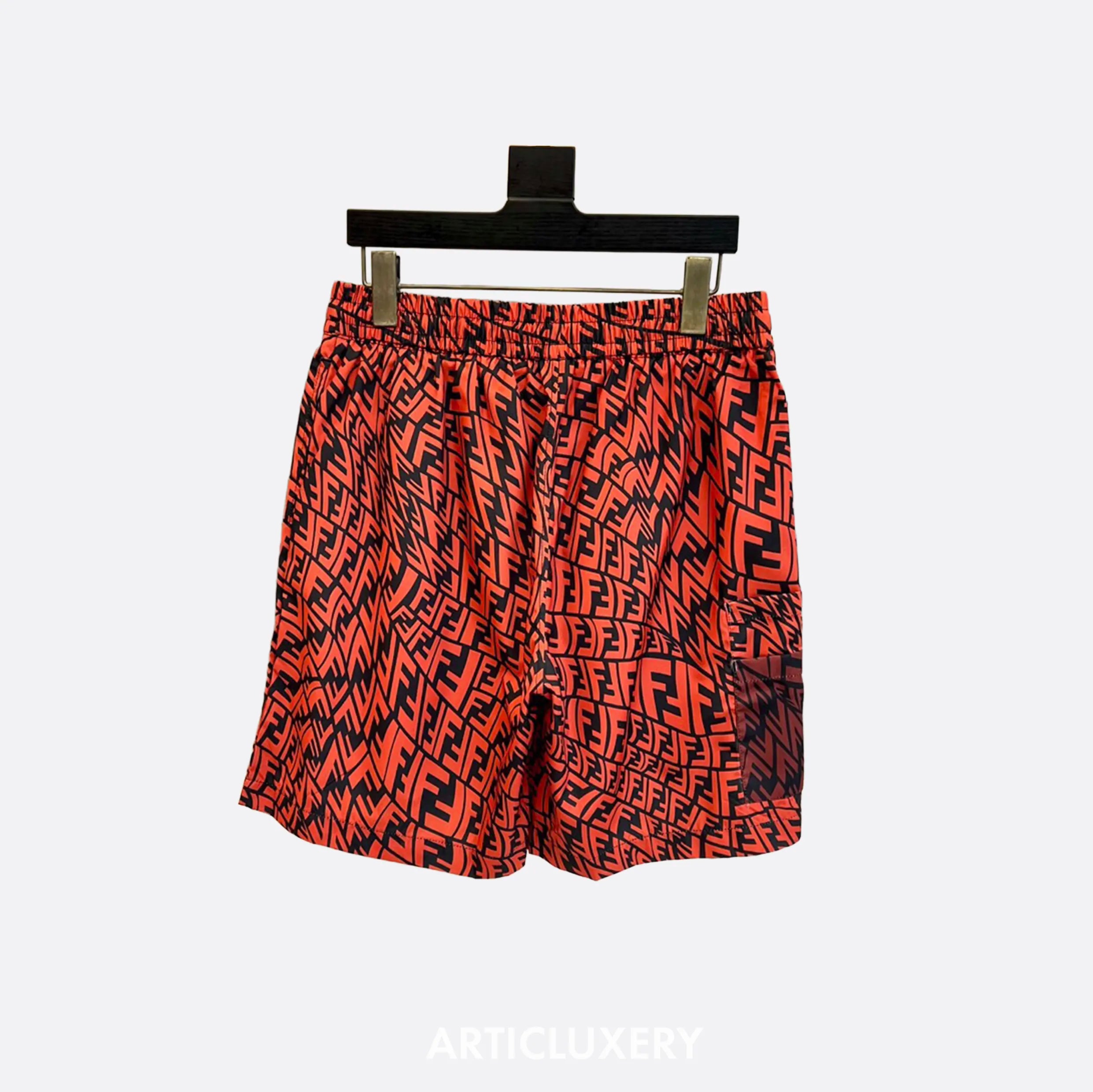 Fendi FF Monogram Swim Shorts Red