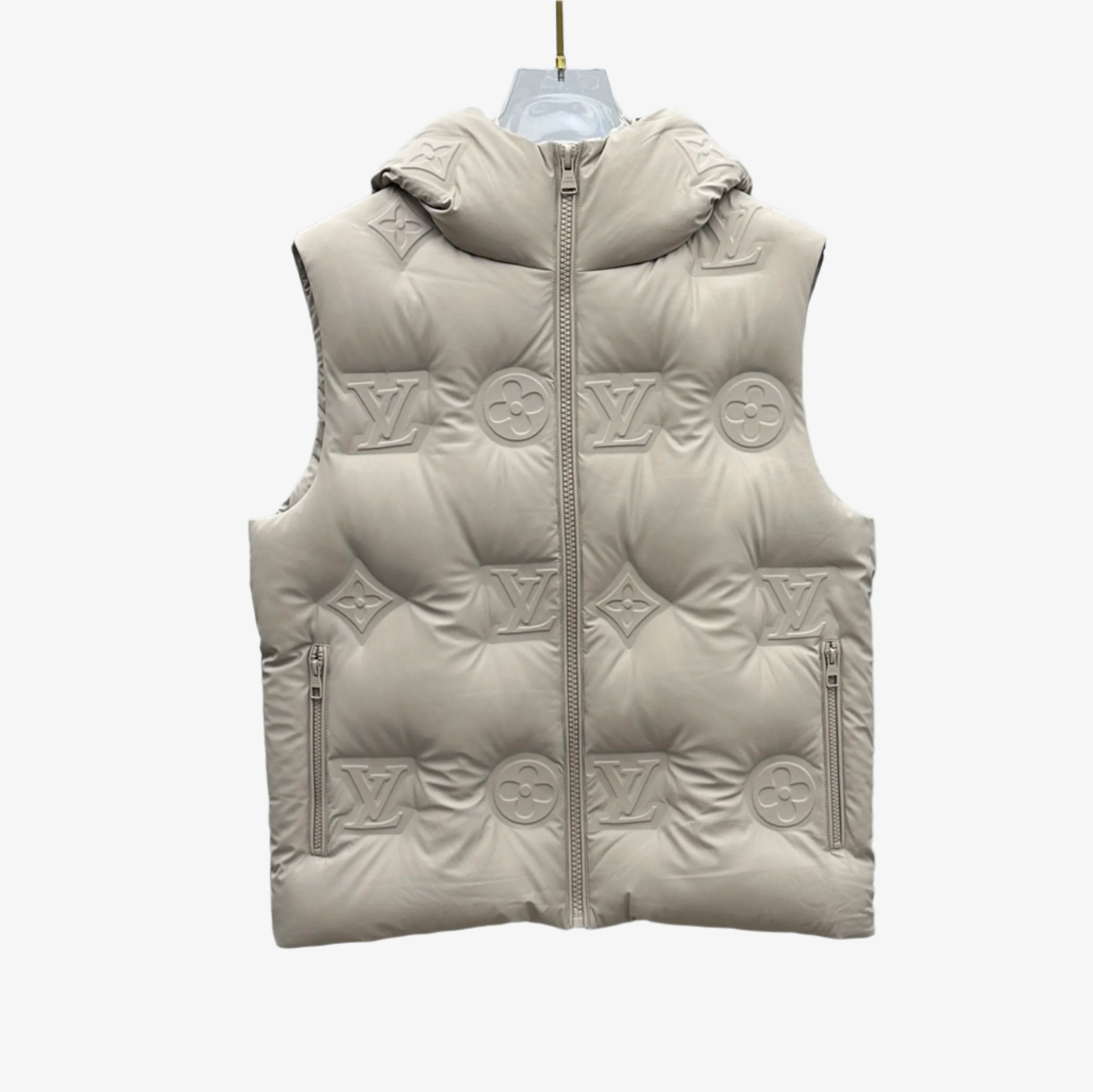 Louis Vuitton Monogram Embossed Puffer Vest – Beige Matte Finish