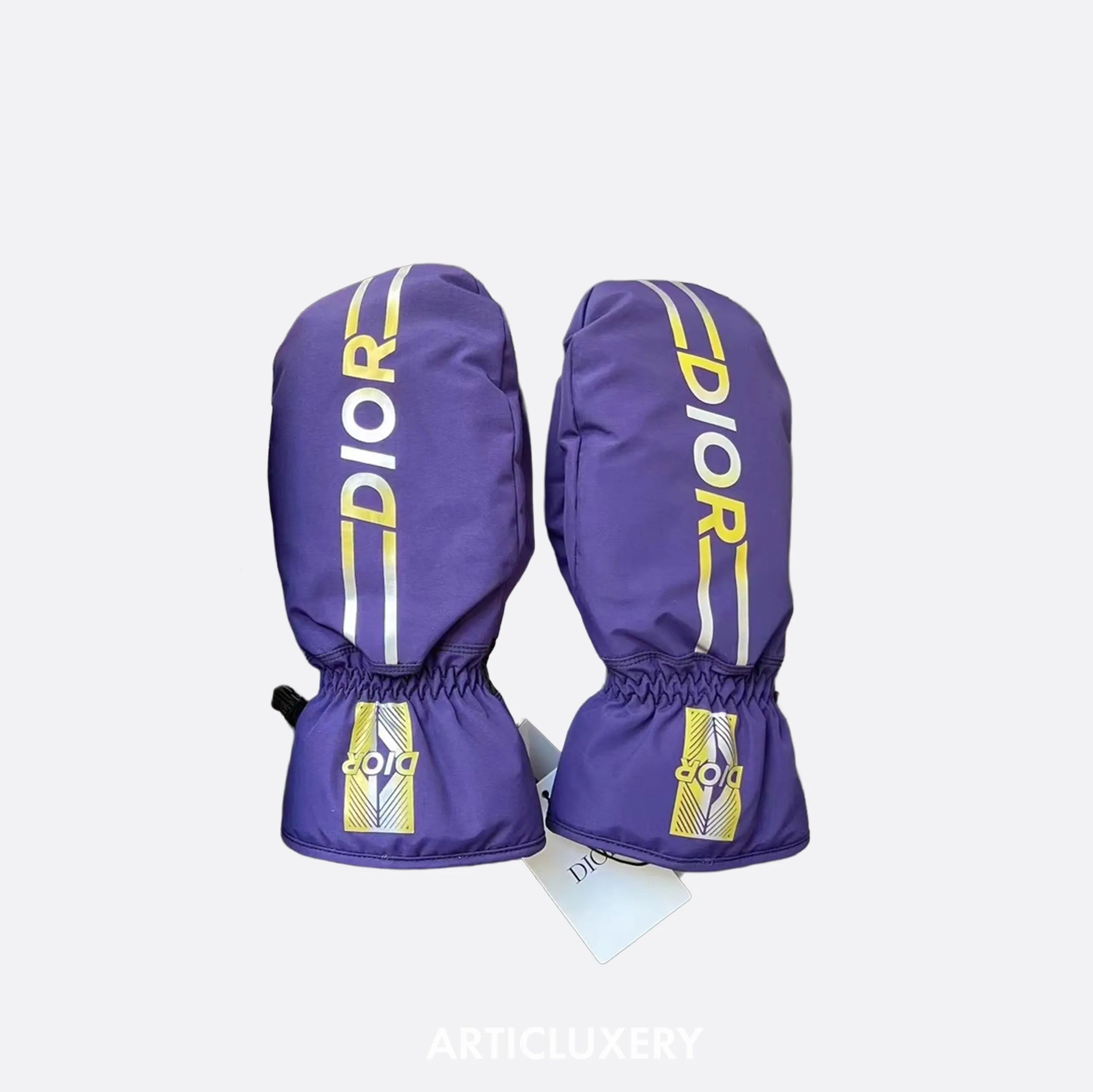 Dior Ski Mittens – Purple & Gold