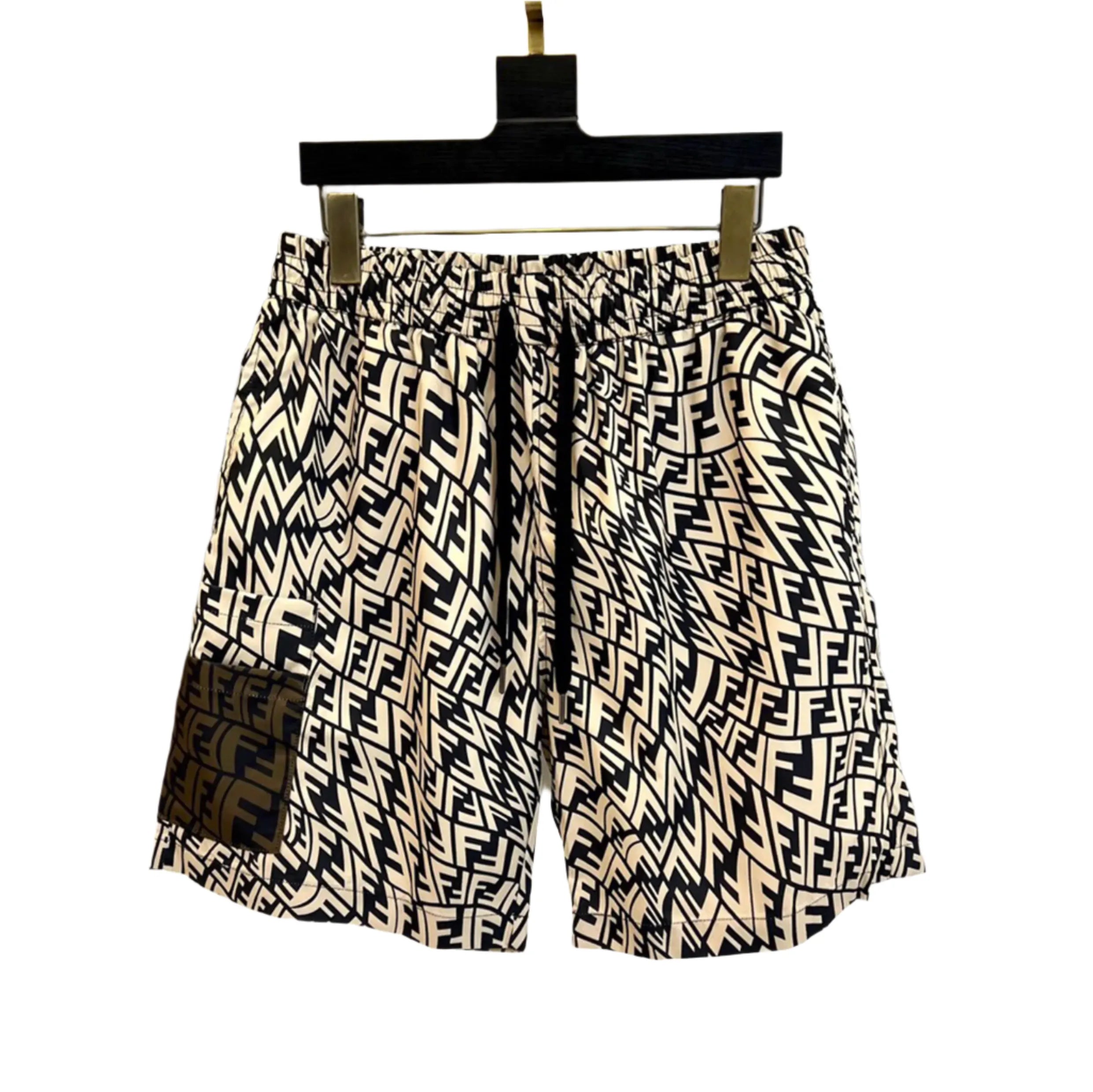 Fendi FF Monogram Swim Shorts Beige