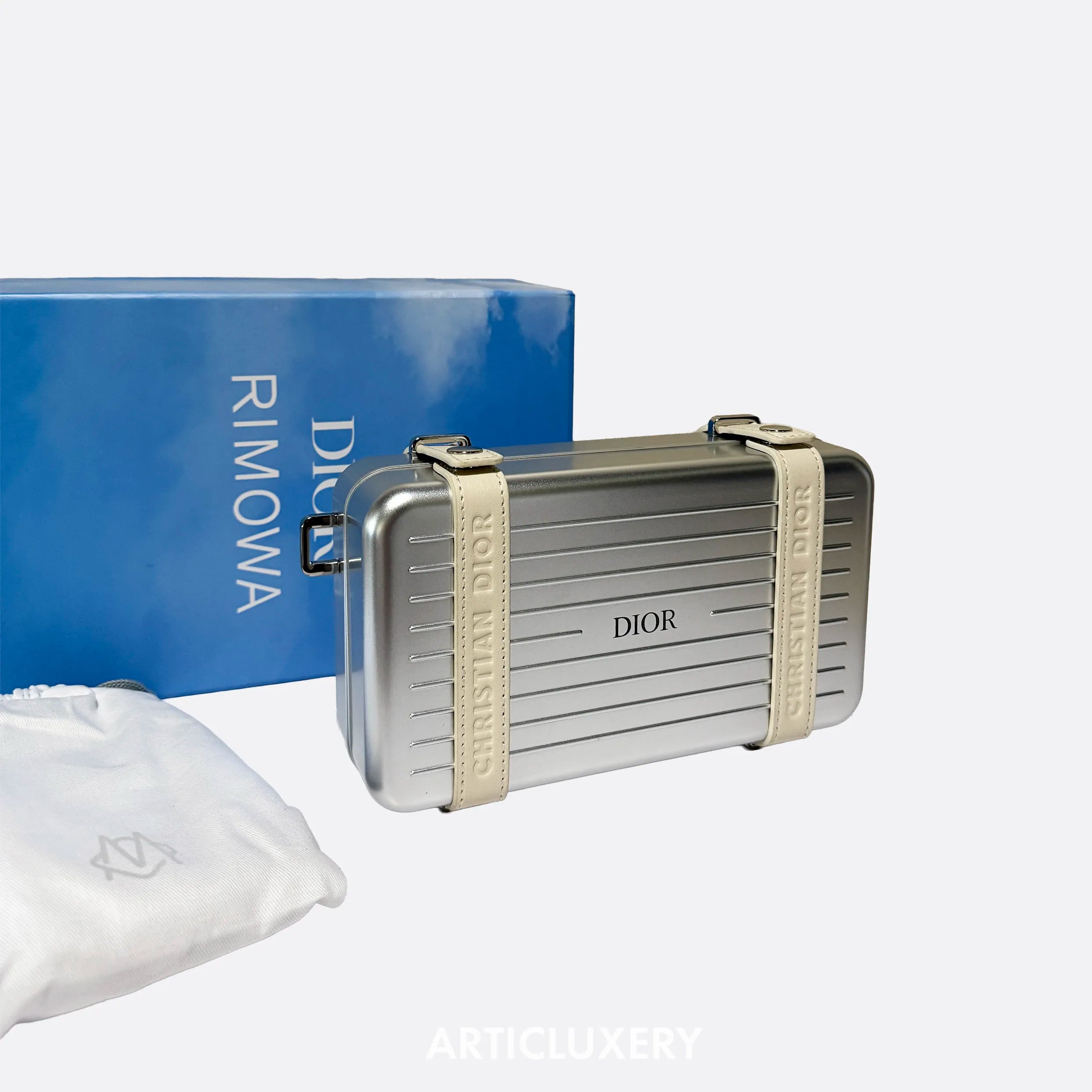 Dior x Rimowa Personal Clutch On Strap Aluminium Silver