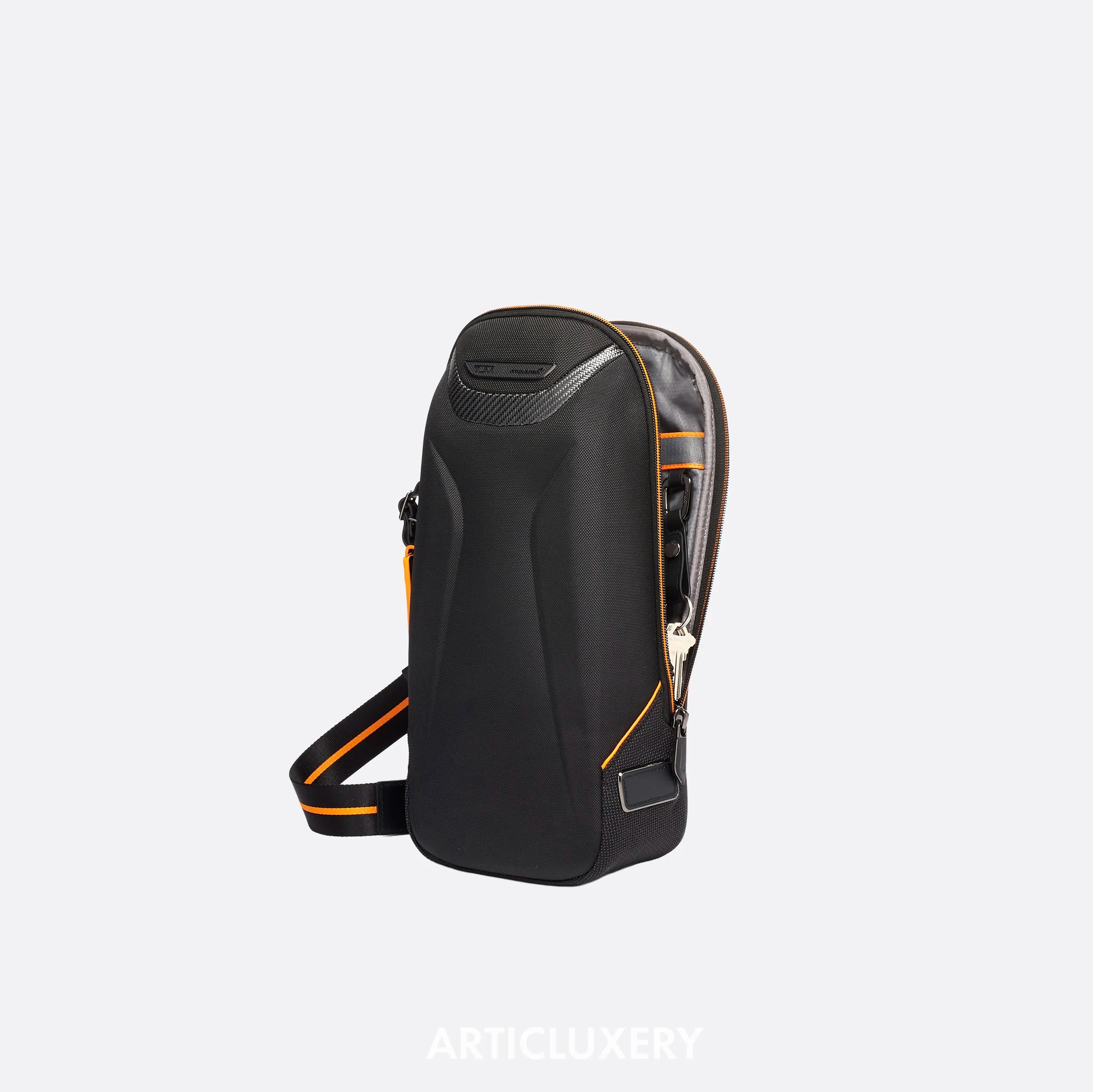 TUMI x McLaren Torque Sling – Black with Carbon Fiber Trim